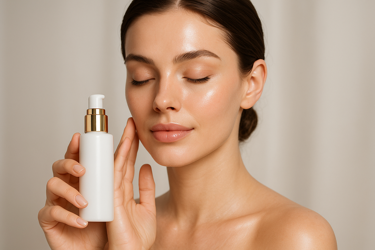 make a model with a skincare product
